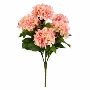 21 in. Pink Artificial Hydrangea Bush Floral Arrangement