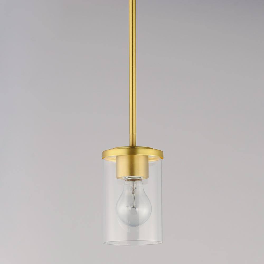 Corona 5" Mini Pendant in Satin Brass with Glass Accent