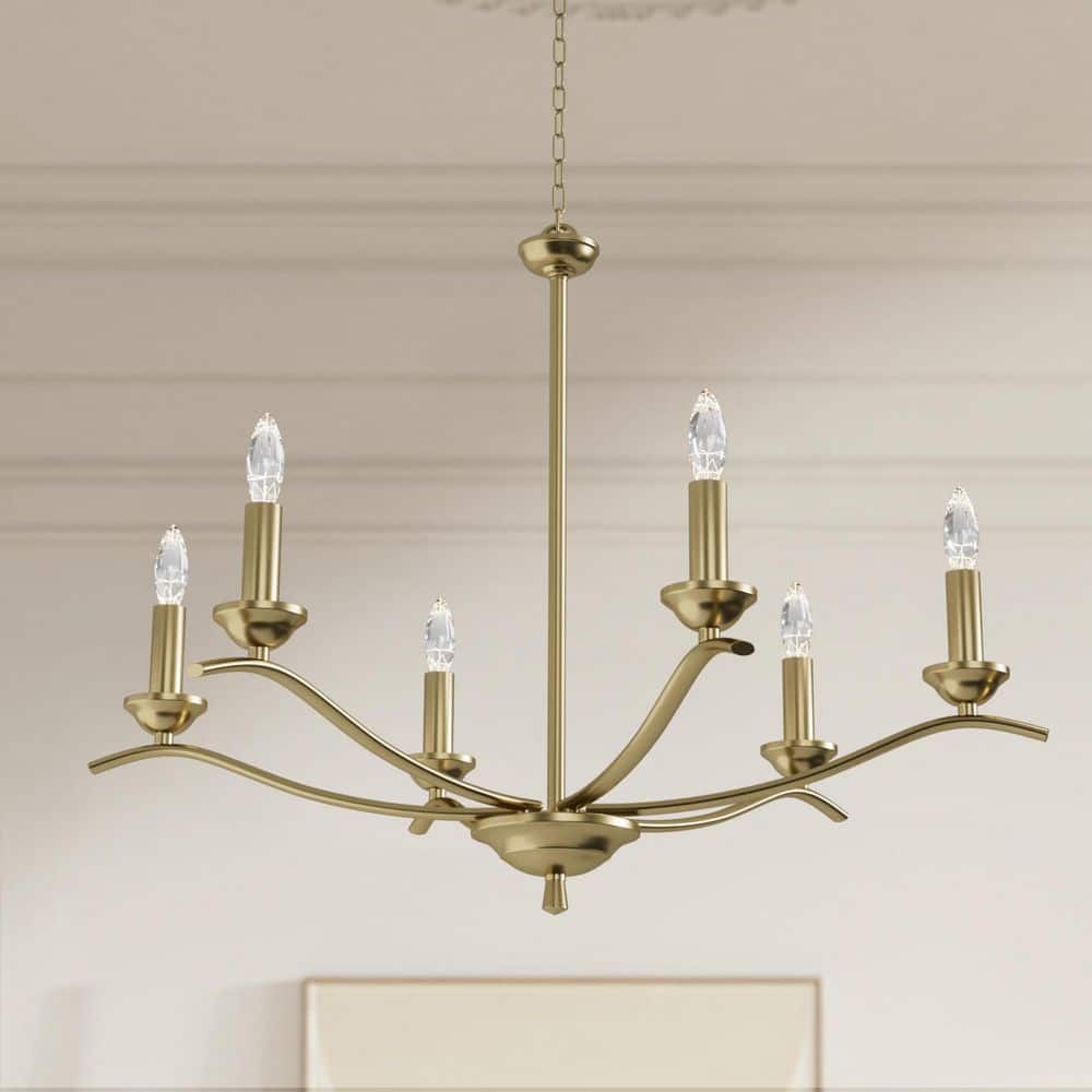Boise 6-Light 30 in. Brass Traditional Dimmable Chandeliers Living Foyer Lighting price history on PriceWatchPro