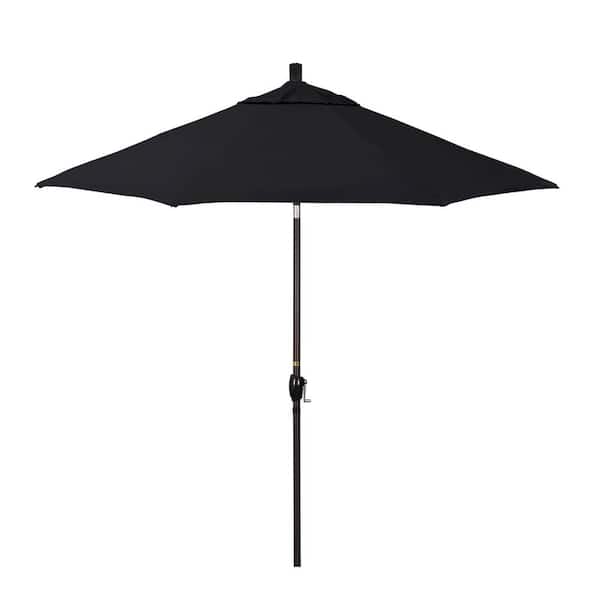 California Umbrella 9 ft. Bronze Aluminum Market Patio Umbrella with Crank Lift and Push-Button Tilt in Black Pacifica Premium