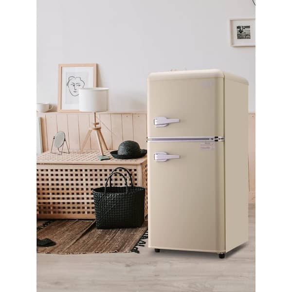 Krib Bling 3.5Cu.ft Compact Refrigerator with 7 Level Thermostat, Mini  Fridge with Freezer, 2 Door Portable Fridge with Removable Glass Shelves