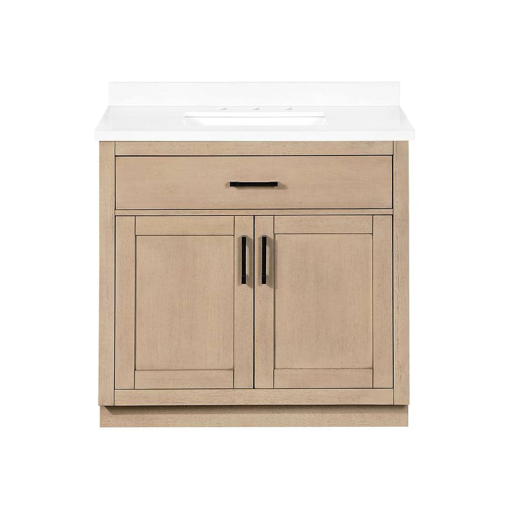 Bailey 36" Sahara Birch Freestanding Single Sink Vanity with Quartz Countertop