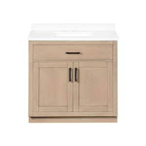 Bailey 36 in. Single Sink Bath Vanity in Sahara Birch with White Quartz Counter Top (Assembled)