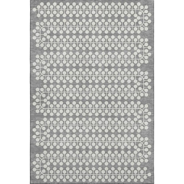 Mayfield Premium Machine Washable Abstract AMF2247 Gray 5 ft. x 7 ft. 6 in. Area Rug