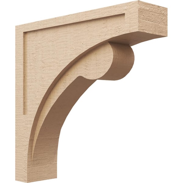 Ekena Millwork 7-in. x 28-in. x 28-in. Series 1 Thin Viola Rough Cedar Woodgrain Timberthane Polyurethane Corbel, Primed Tan