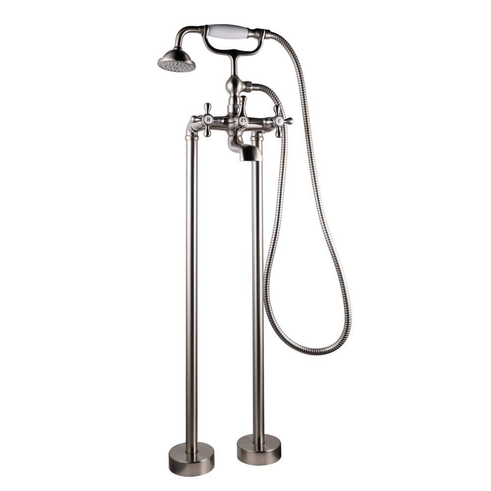 Ontario 2-Handle Freestanding Tub Faucet with Handle Shower in Brush Nickel
