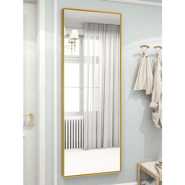 XRAMFY 20 in. W x 64 in. H Rectangular Gold Aluminum Alloy Framed Full Length Mirror Wall Mirror