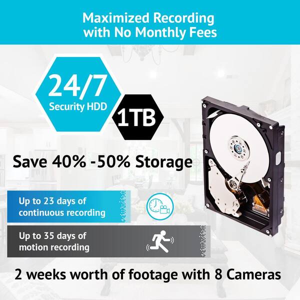 Laview 8 Channel Ultra Hd 4k Dvr 1tb Hdd Home Security Camera System With 4 8mp Ip Bullet Wired Cameras 100 Ft Night Vision Lv Ktg978k4u8 T1 The Home Depot