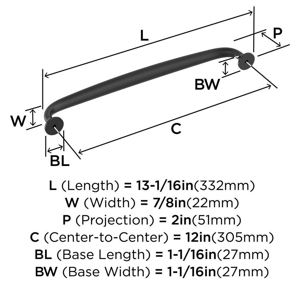Matte Black Zinc Modern Appliance Pull with Mounting Hardware