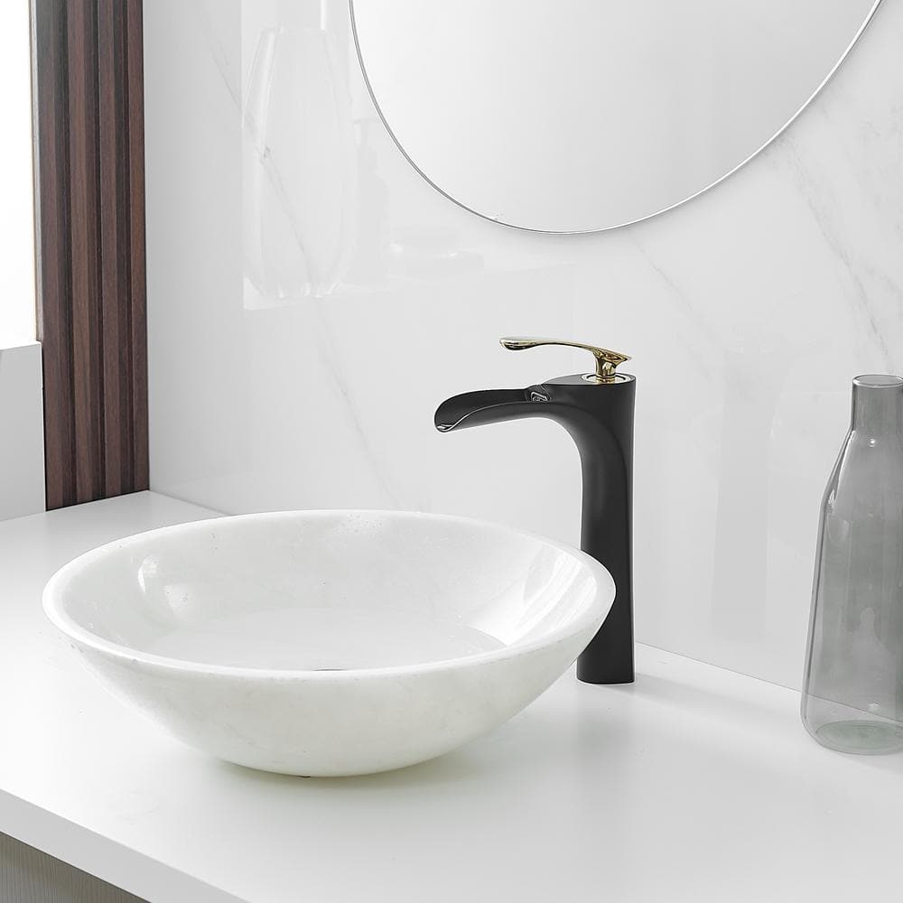 Matte Black and Gold Single Handle Vessel Sink Faucet