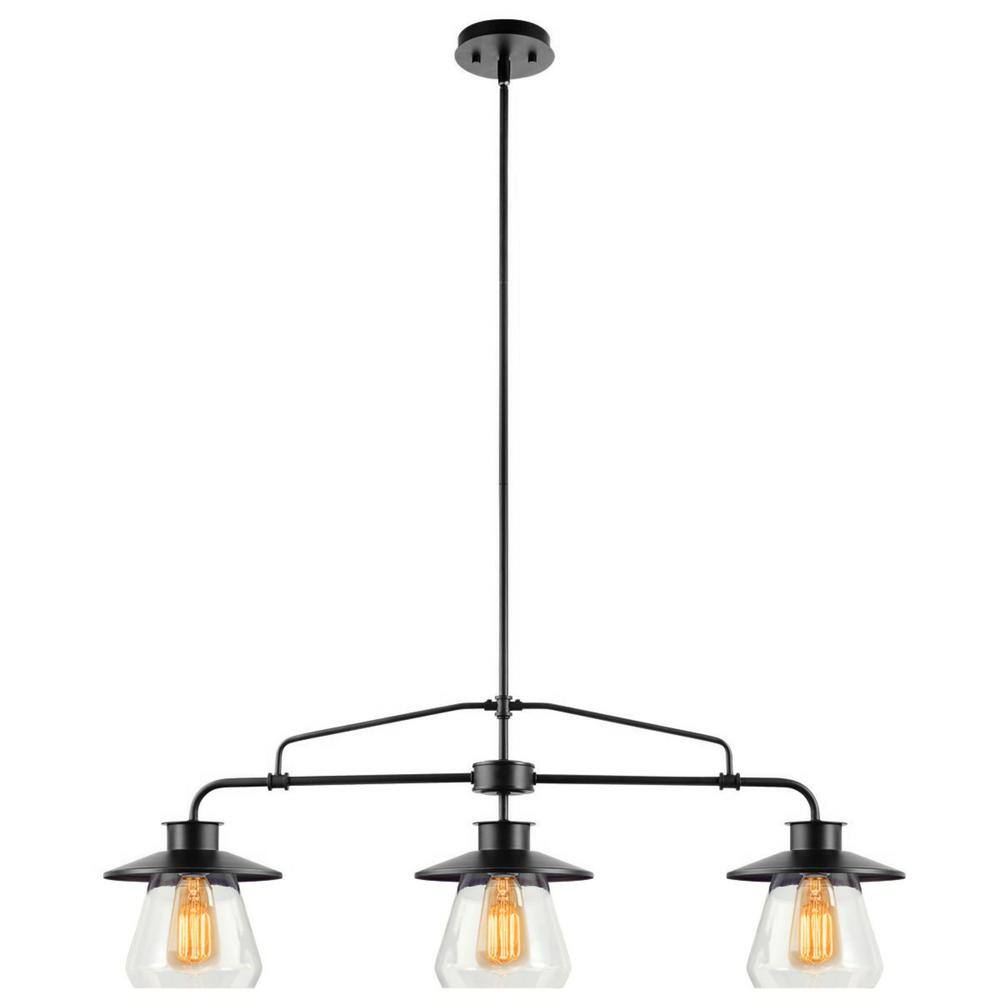 Bronze Vintage 3-Light Pendant with Clear Glass Shades