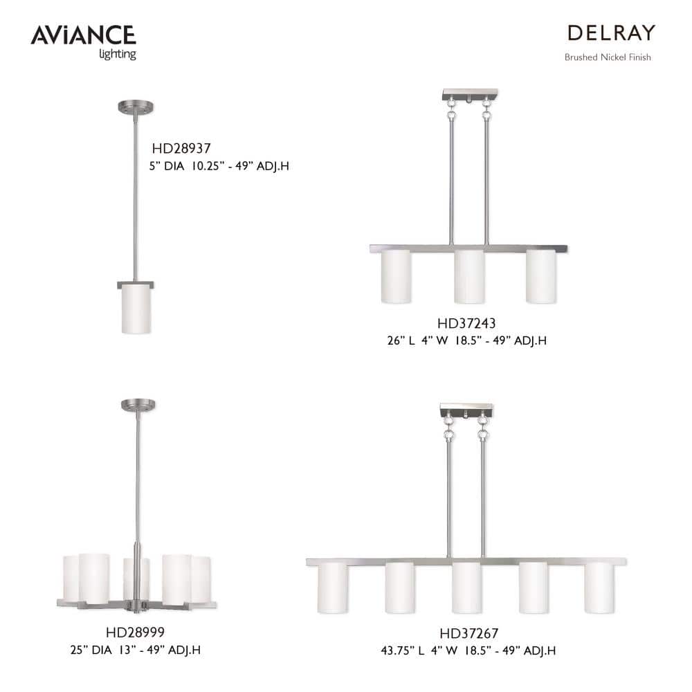 Astoria Minimalist 5-Light Chandelier in Brushed Nickel with Satin Opal Shades