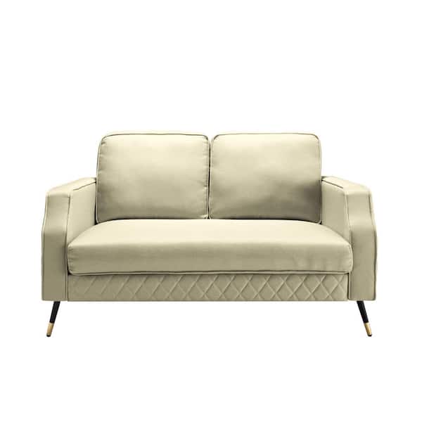 Unbranded 57 in. W Square Arm Polyester Modern Straight Loveseat in Brown
