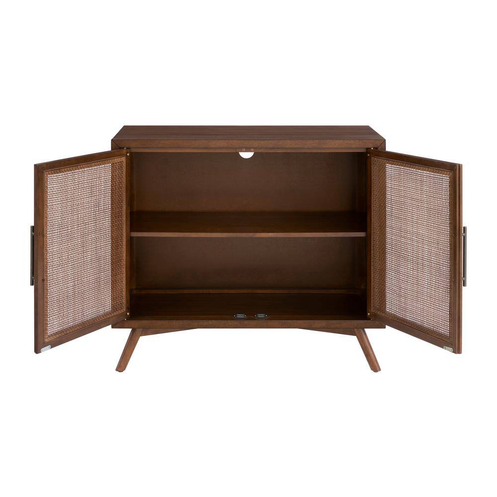 Cinnamon Brown Mid-Century Modern 2-Door Wood Accent Chest