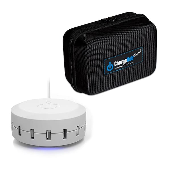ChargeHub X7 Signature - 7-Port USB SuperCharger with Travel and Storage Case - White