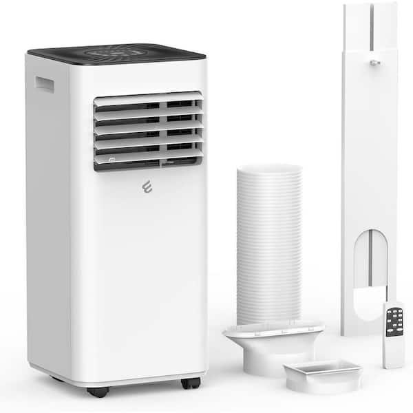 8,000 BTU (5,000 BTU DOE) Portable Air Conditioner Cools 350 Sq. Ft. with AC, Dehumidification, Fan with Timer in White.
