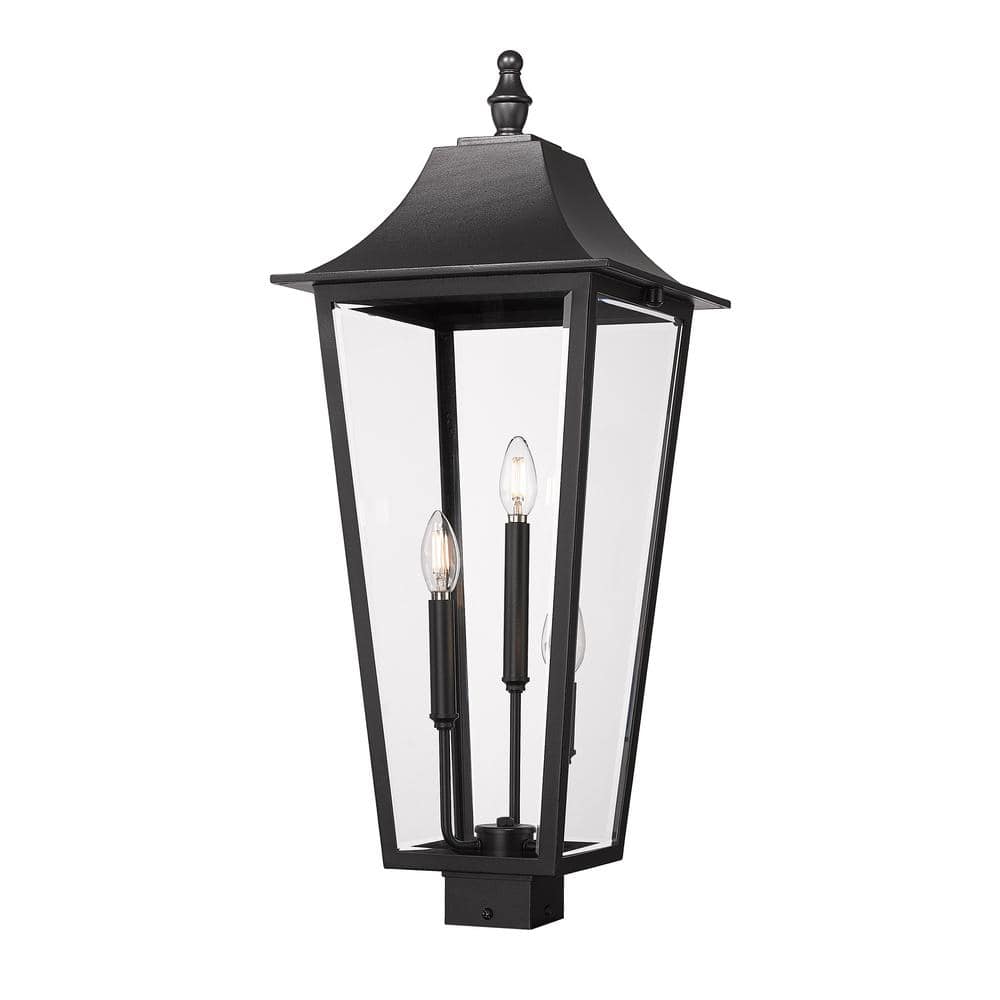 Gannon 3-Light Black Stainless Steel Hardwired Outdoor Marine Grade Post-Li