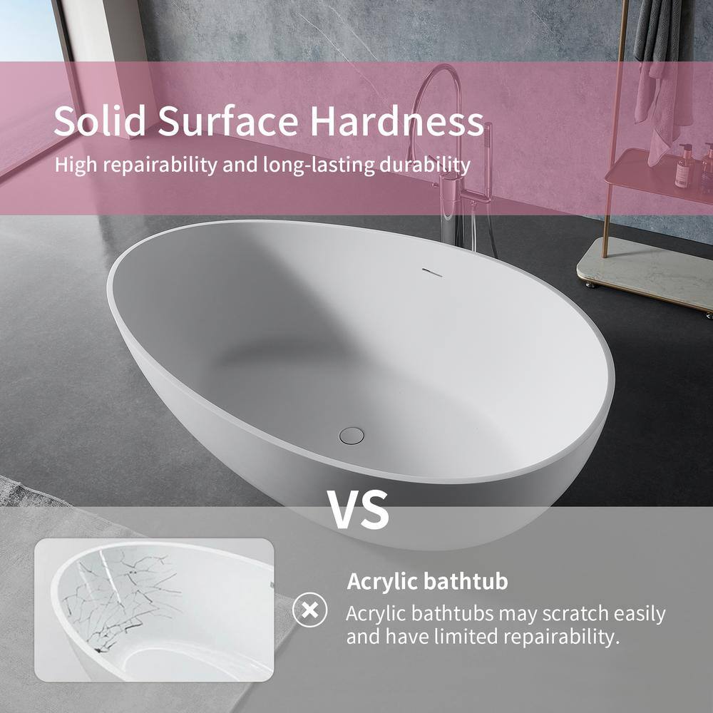 63'' White Acrylic Freestanding Soaking Bathtub