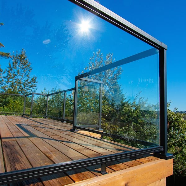 Peak Aluminum Railing 30-7/16 in. H x 36 in. W Clear Aluminum Deck Railing Tempered Glass Panel for 36 in. High System