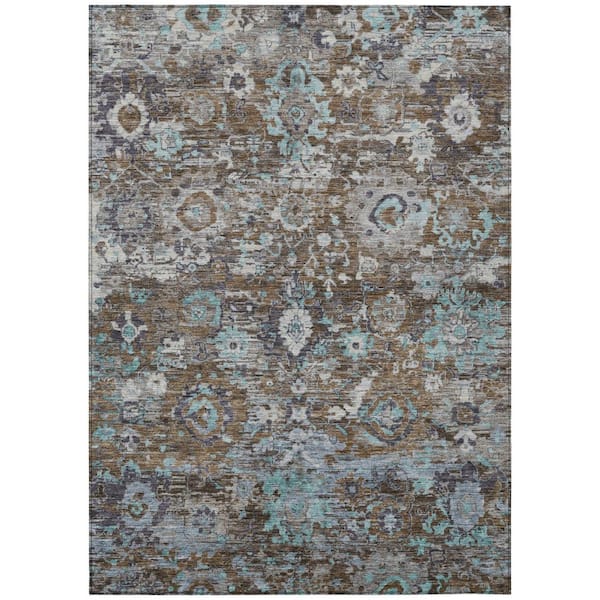 Chantille Machine Washable Indoor/Outdoor Abstract ACN2430 Mocha 8 ft. x 10 ft. Area Rug
