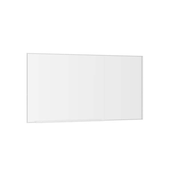 55 in. W x 30 in. H Rectangular Framed Wall Bathroom Vanity Mirror in Silver