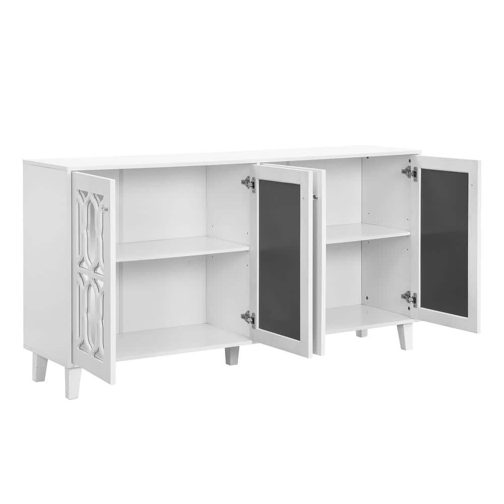 63 in. W x 15.7 in. D x 33.5 in. H Bathroom White Linen Cabinet