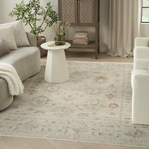 Oases Ivory Beige 9 ft. x 11 ft. Distressed Traditional Area Rug