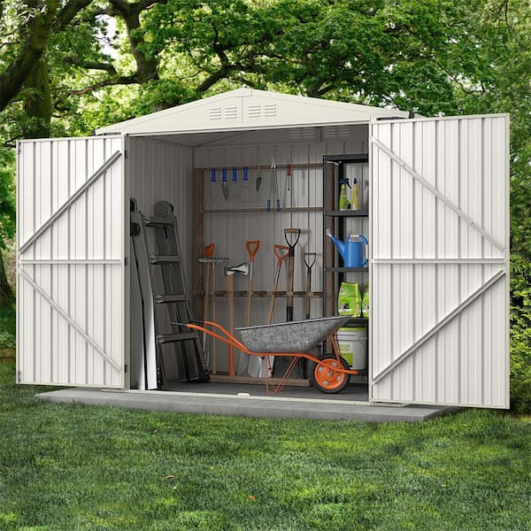 7 ft. W x 4 ft. D Metal Outdoor Storage Shed with Snap-On Structures for Efficient Assembly (24.3 sq. ft.)