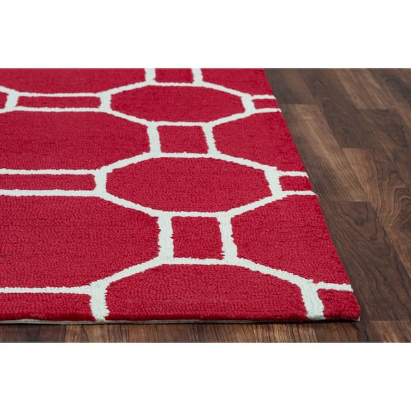 Rizzy Home Azzura Hill Red Geometric 9 ft. x 12 ft. Indoor/Outdoor Area Rug
