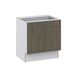 Medora Textured Slab Walnut Assembled 30 in.W x 32.5 in.H x 23.75 in.D Accessible ADA 1 Drawer Base Kitchen Cabinet