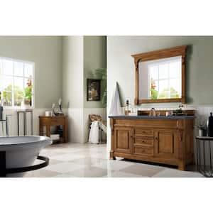 Brookfield 60 in. W x 23.5 in. D x 34.3 in. H Bathroom Vanity in Country Oak with Charcoal Soapstone Top