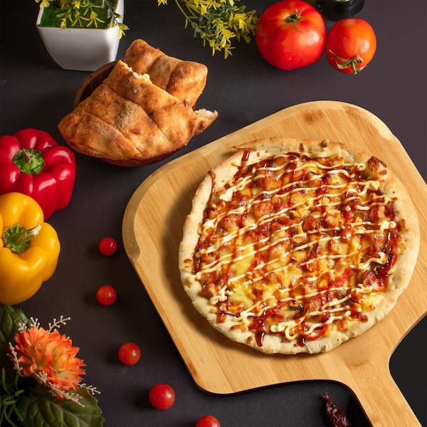17.5 in. x 12 in. x 0.47 in. Bamboo Pizza Peel for Baking Homemade Pizza, Cheese, Bread, Fruit and Vegetables (1-Pack)