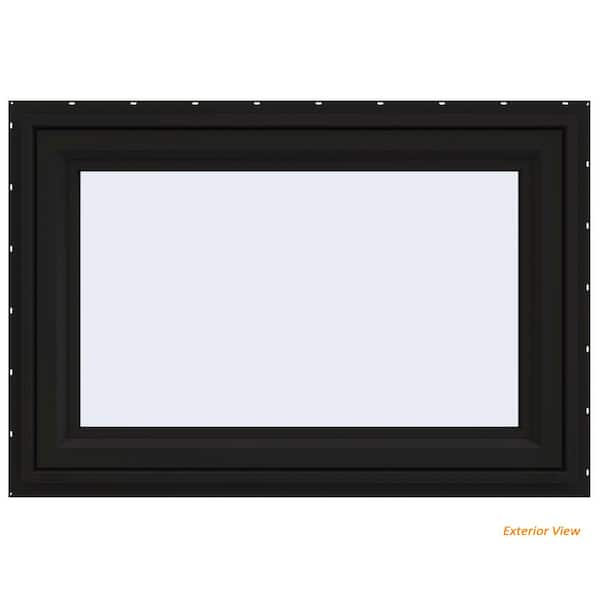 24 in. x 30 in. V-4500 Series Black FiniShield Vinyl Picture Window w/  Low-E 366 Glass