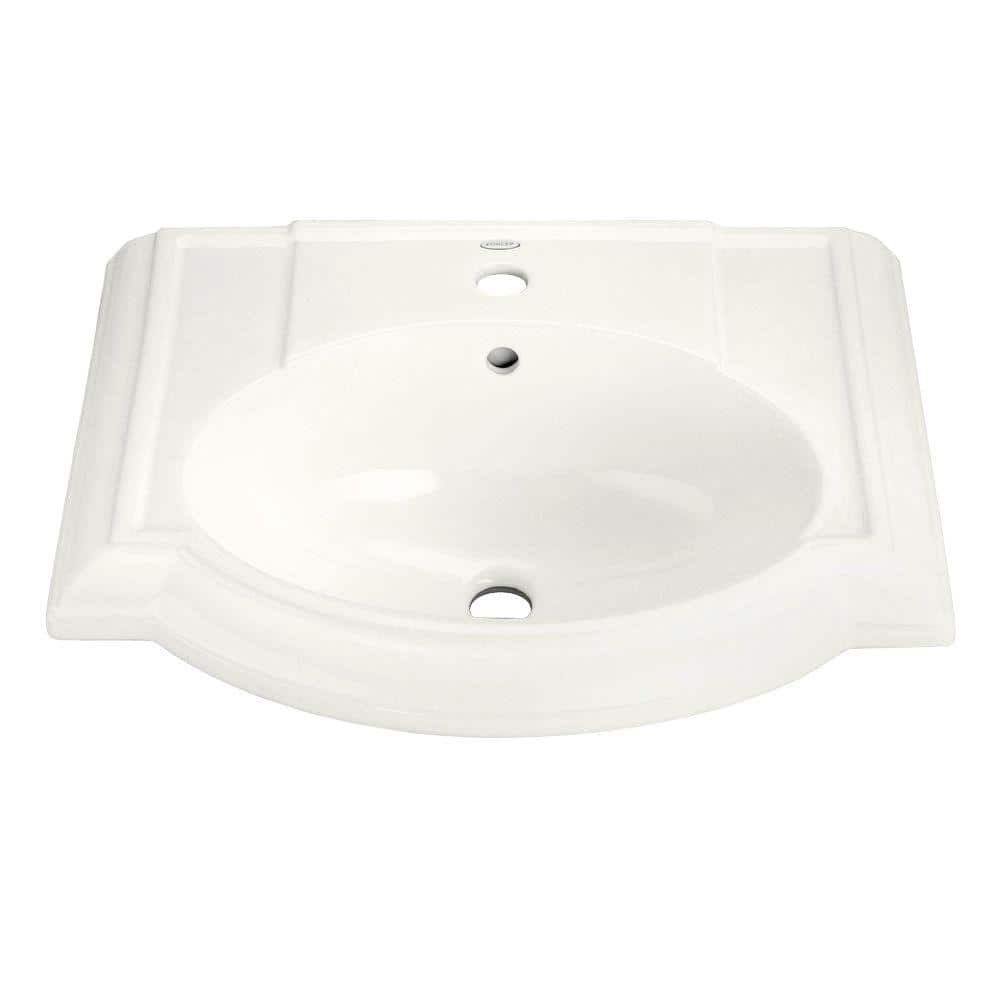 Devonshire 4-7/8 in. Vitreous China Pedestal Sink Basin in White with Overf