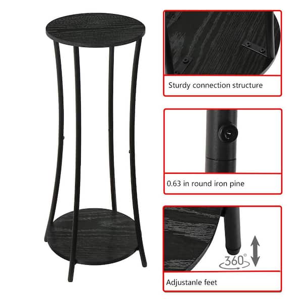 2-Tier Black Wood Plant Stand (11.7 in. H W x 29.9 in. H