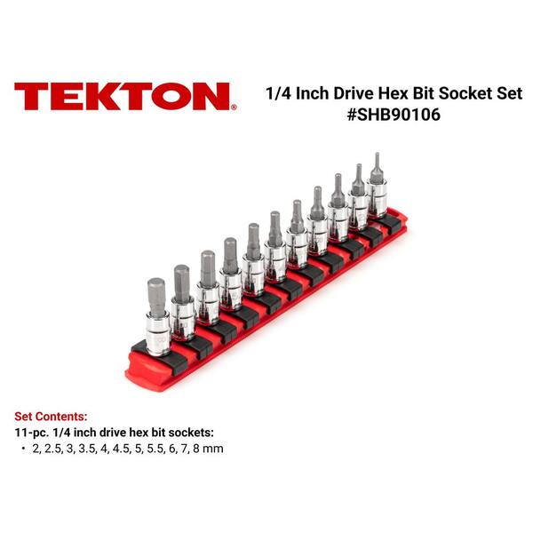 1/4 in. Drive Hex Bit Socket Set, 11-Piece (2-8 mm) with Rail