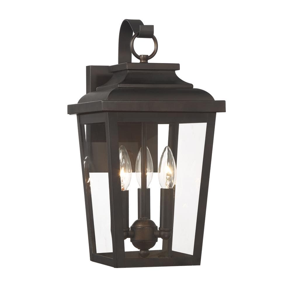 Irvington Manor 16.75 in. Chelesa Bronze Indoor/Outdoor Hardwired Wall Lantern Sconce with No Bulbs Included price history on PriceWatchPro