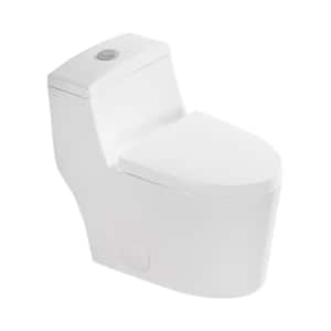 One-Piece Toilet 1.1/1.6 GPF Dual Flush Elongated Toilet in White Seat Included