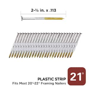 2-3/8 in. x 0.113 21-Degree Bright Finish Ring Shank Plastic Strip Framing Nails (5000 -Per Box)
