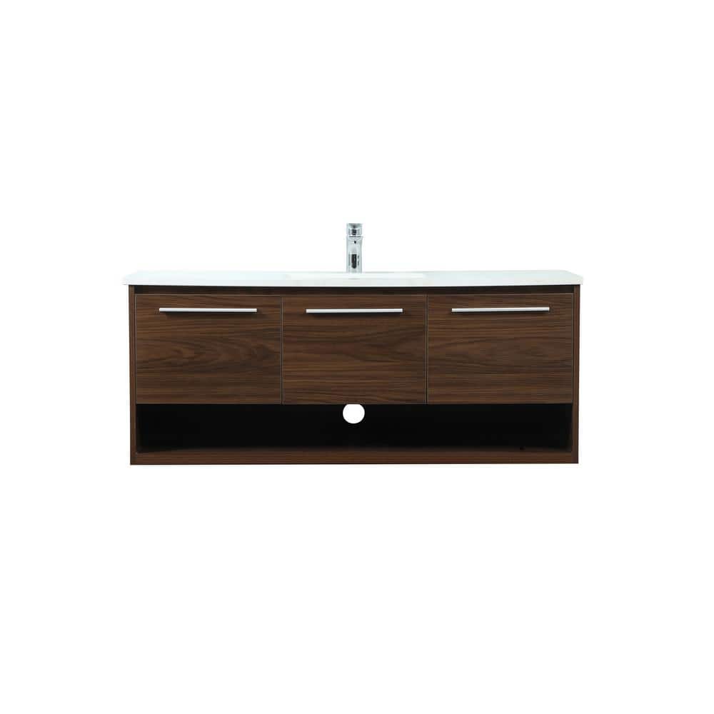 Timeless Home 48 in. W Single Bath Vanity in Walnut with Engineered Stone V