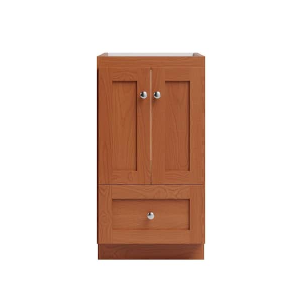 Shaker 18 in. W x 21 in. D x 34.5 in. H Bath Vanity Cabinet without Top in Medium Alder