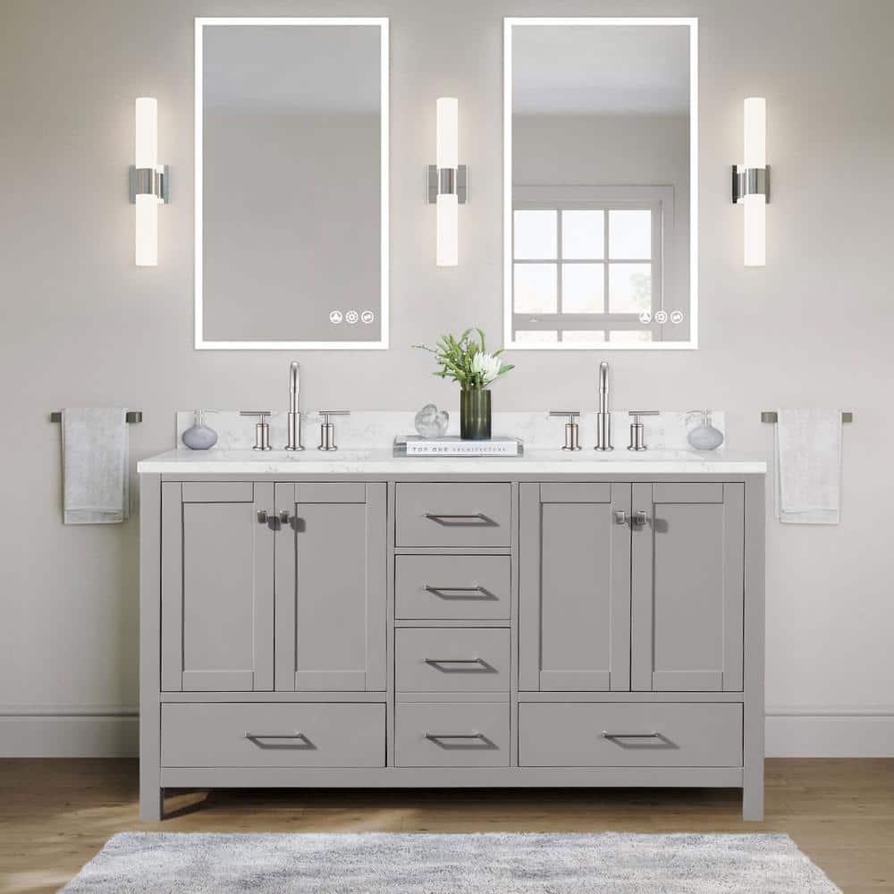 21.8 in. W x 60 in. D x 34.5 in. H Bath Vanity Cabinet without Top in Gray
