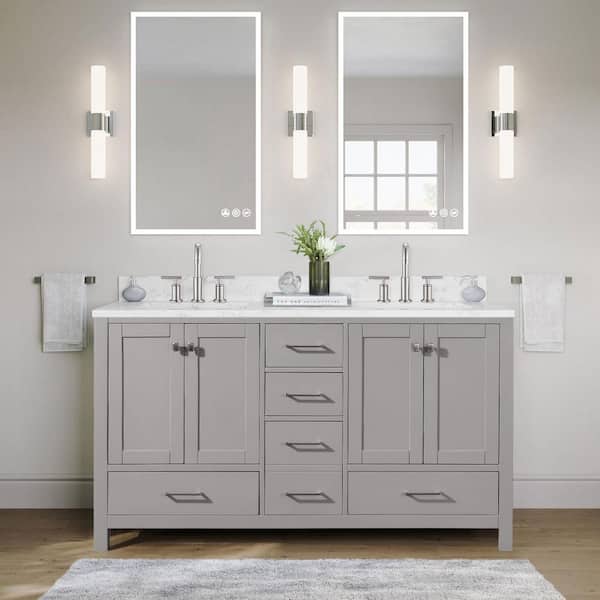 Unbranded 21.8 in. W x 60 in. D x 34.5 in. H Bath Vanity Cabinet without Top in Gray
