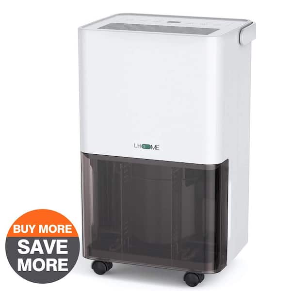 30 pt. 1,500 sq.ft. Portable Dehumidifier in White with Auto-Deforst, Dual-Filter, Variable Speeds, Continuous Run