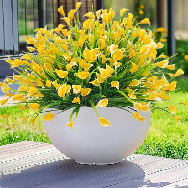 lily　25cm & 20cm おまとめ　5月10日以降発送 14 in. Yellow Outdoor Artificial Calla Lily Flower UV Resistant 20