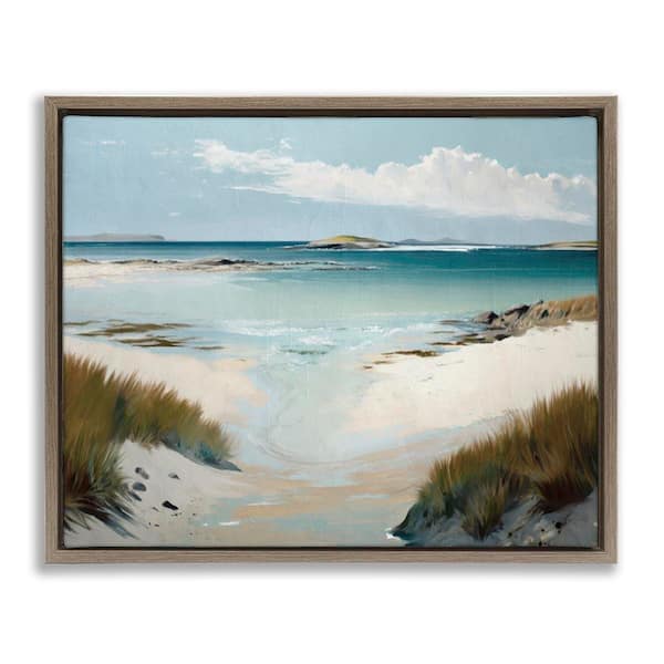 Stupell Industries River Tide Seascape by Svetlana Aleynikova Brown Floater Frame Coastal Graphic Art Print 25 in. x 31 in.