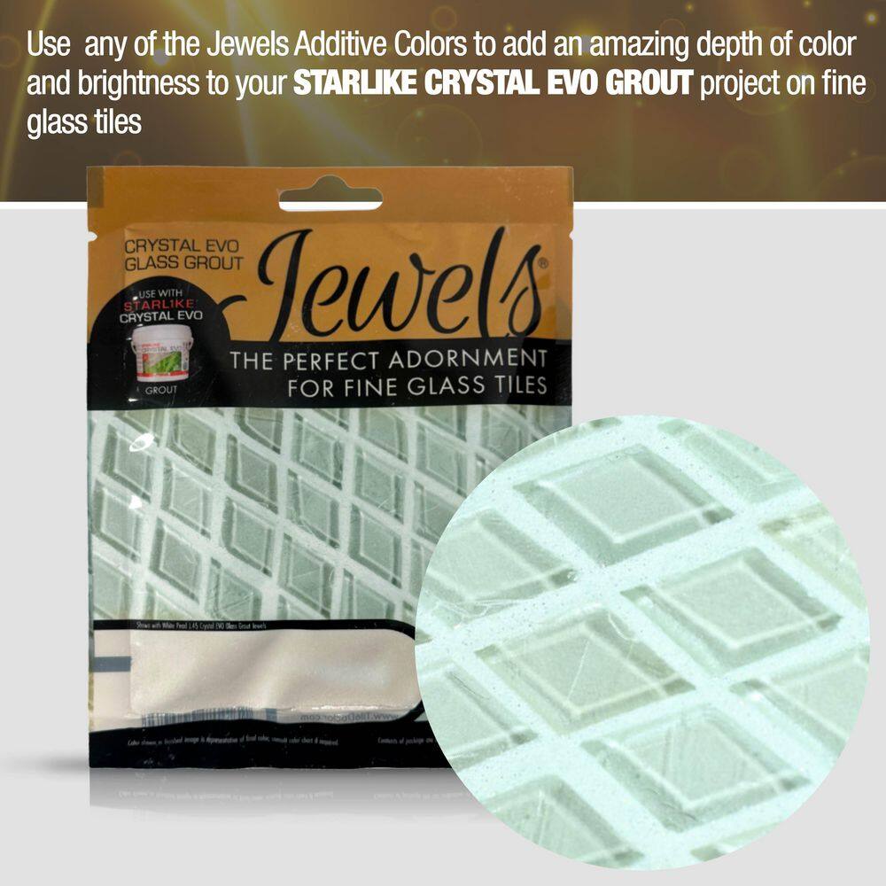 White Pearl Crystal Glass Grout with Jewels Additive Combo