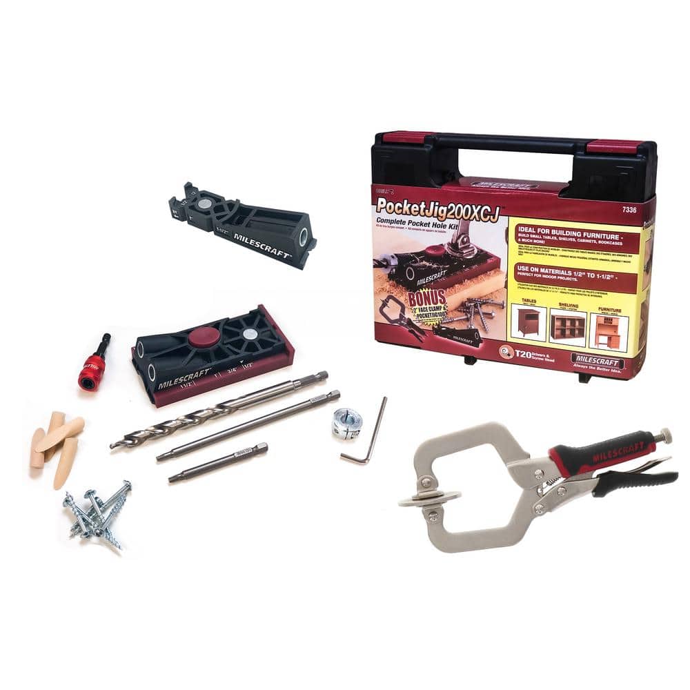 Pocket Hole Jig System Kit, Pocket Screw Jig with 11 Inch Clamp, Square  Driver Bit, Hex