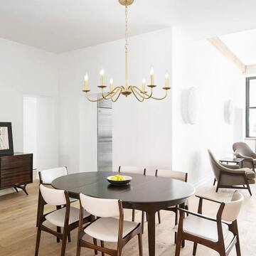 ZJVAIVE 6-Light Classic Golden Candle Style Chandelier for Kitchen Island Dining Room with No Bulbs Included ZJ-D0131-6-PG