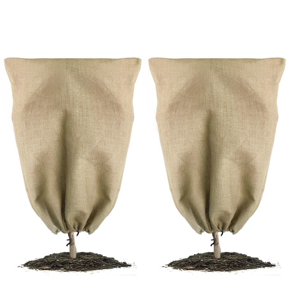 40 in. x 32 in. Burlap Winter Plant Cover Bags Freeze Protection with Rope (2-Pack) price history on PriceWatchPro